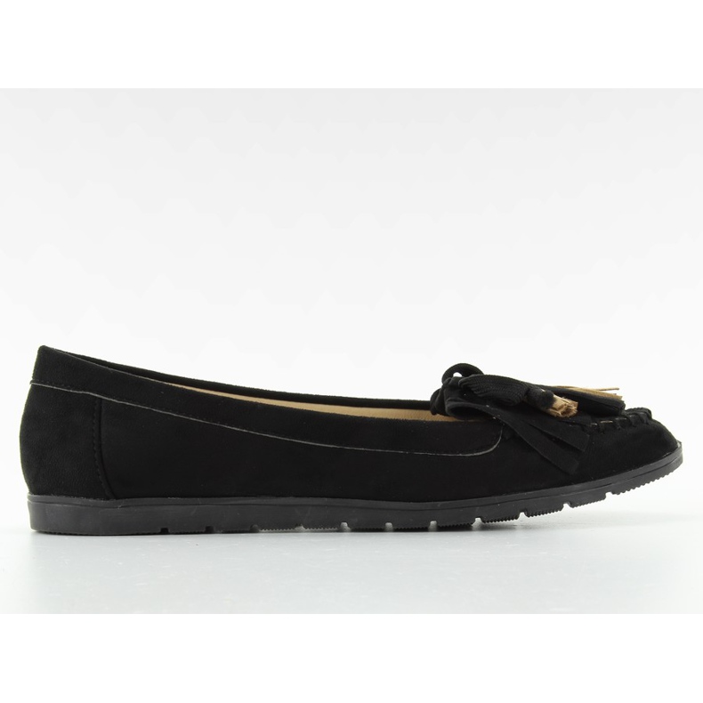 Mocassins en daim avec des glands noirs 7122 le noir