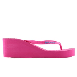 Tongs sur semelle compensée en mousse B763 rose