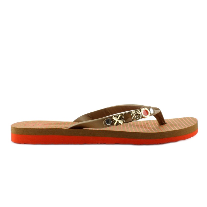 Tongs avec ceinture décorée B762 L. Marron brun