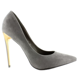 Talons Hauts En Daim Talon Doré Le08 Gris