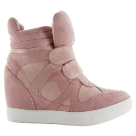 Baskets roses en daim à fermeture velcro