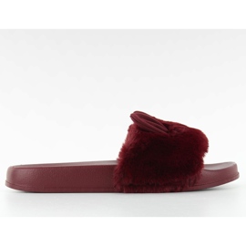 Bavettes en fourrure avec oreilles de vin dd67p rouge