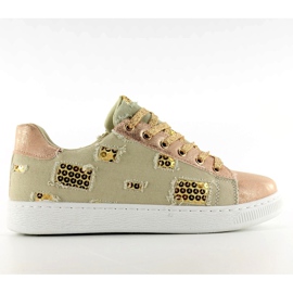 Baskets Vintage Or Rose / Beige jaune brun