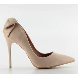 Escarpins en daim avec noeud LE035 Beige