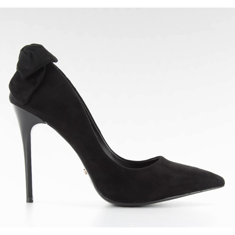 Escarpins en daim avec nœud LE035 Noir le noir