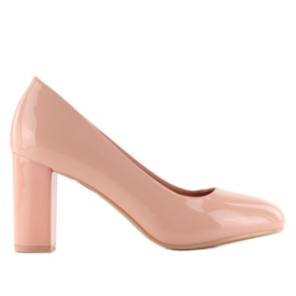 Escarpins laqués talon large m263p Rose