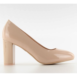 Escarpins laqués talon large m263p Beige multicolore rose
