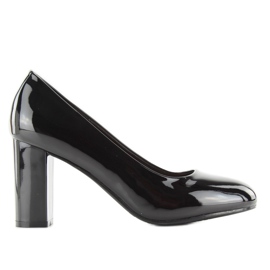 Escarpins laqués talon large m263p Noir le noir