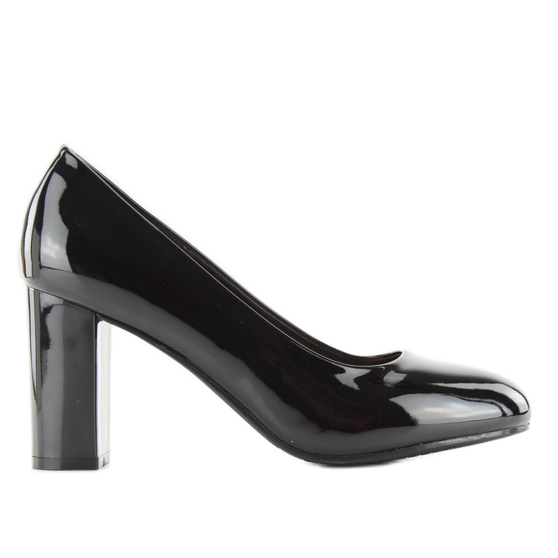 Escarpins laqués talon large m263p Noir le noir