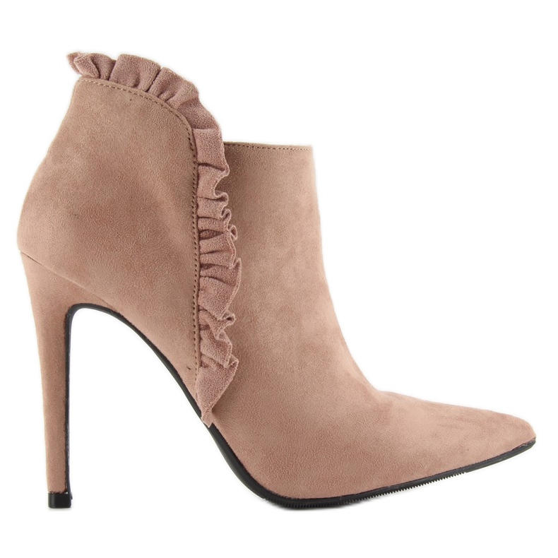 Bottes sur un talon haut avec un volant c71p Dk. rose