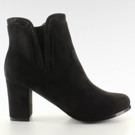 Bottes à talons en daim noir AL-1