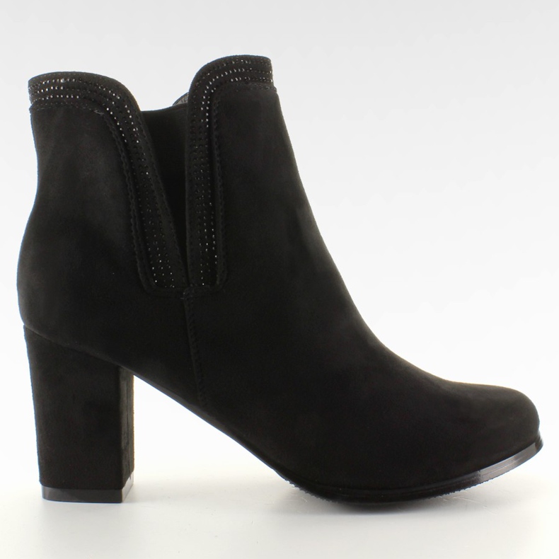 Bottes à talons en daim noir AL-1 le noir