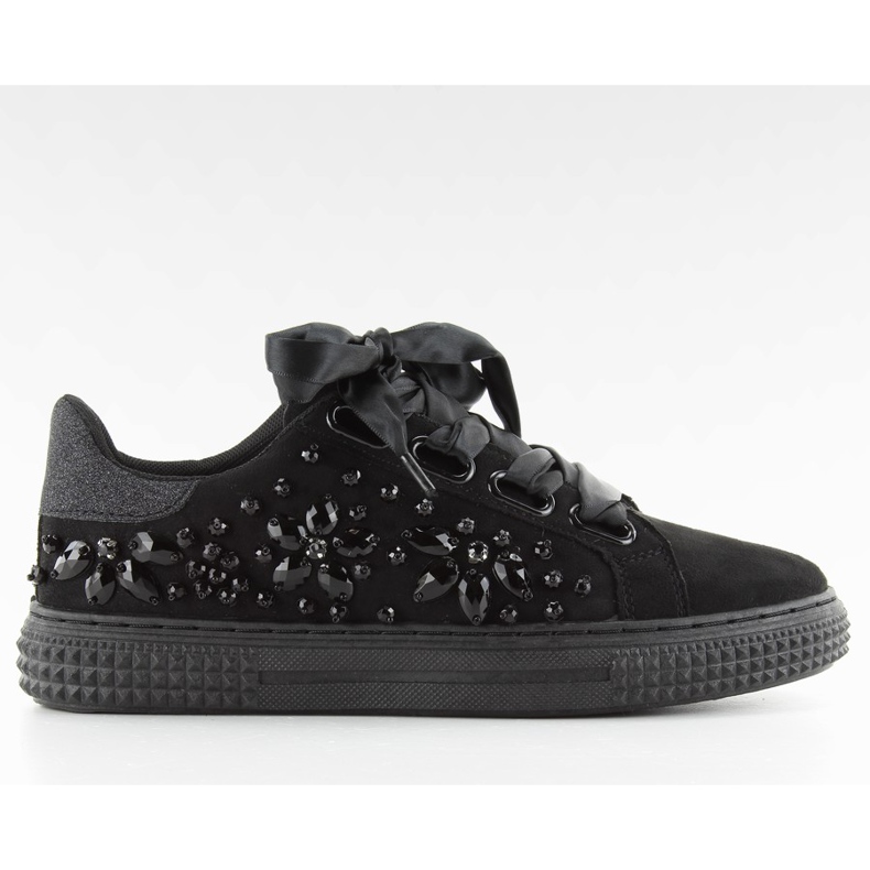 Baskets en satin 16-535 Lacets noirs le noir