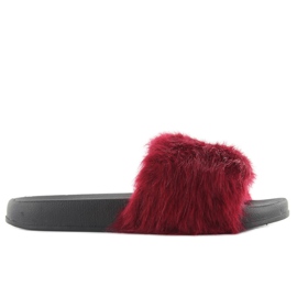 Tongs avec fourrure vin dd69p rouge