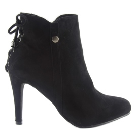 Bottines à talon aiguille daim 66-97 noir le noir