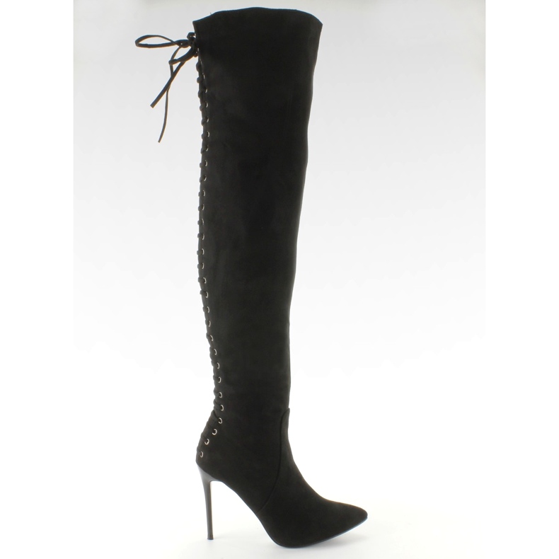 Bottes à la cuisse à l'arrière SY-12 Noir le noir