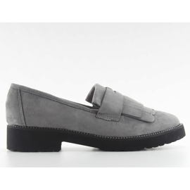 Mocassins femme semelle haute F173p gris