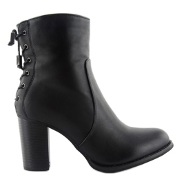 Bottines décoratives à lacets C288 le noir
