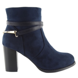 Bottes à talons hauts en daim 3701 DK. bleu bleu marine