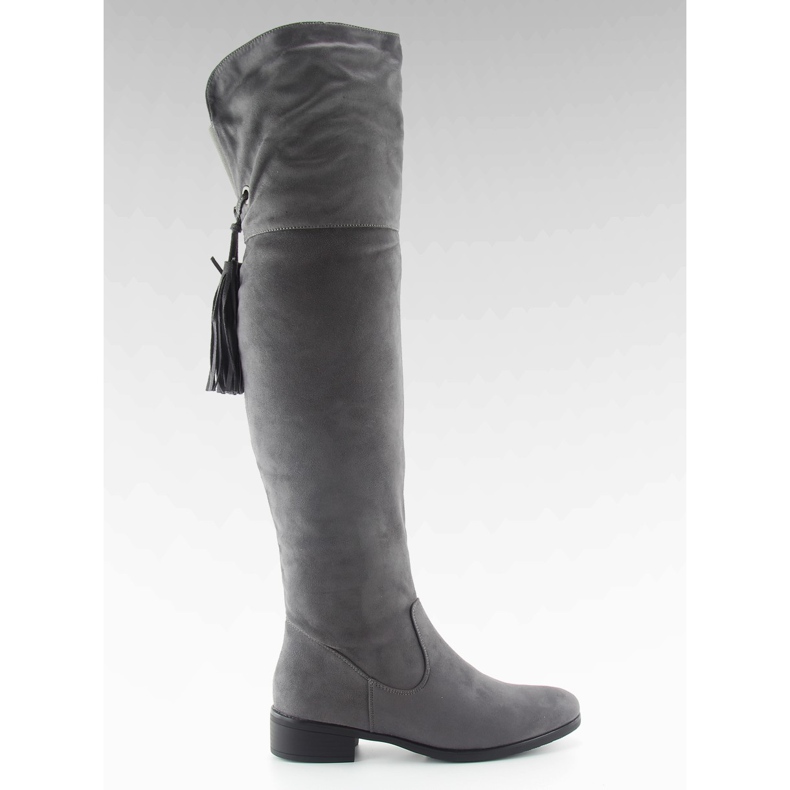 Bottes mousquetaire à franges grises Bottes mousquetaire à franges grises