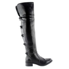 Bottes de Mousquetaire Noires à Nœuds