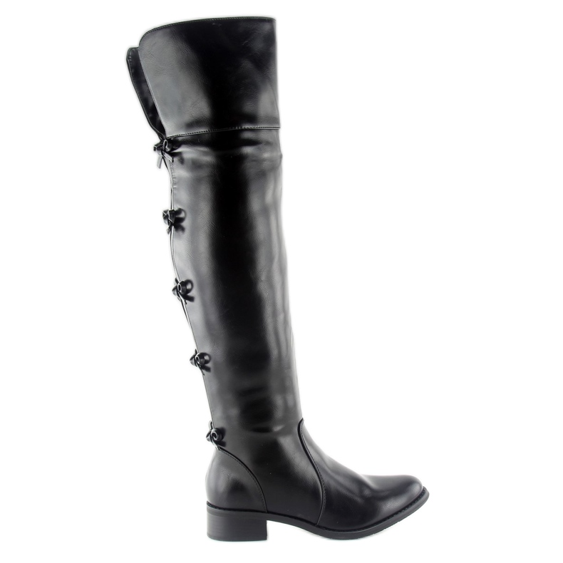 Bottes de Mousquetaire Noires à Nœuds le noir
