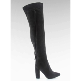 Cuisse talons hauts avec des glands noirs le noir Cuisse talons hauts avec des glands noirs le noir