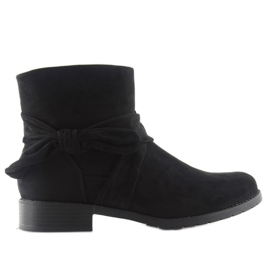 Bottines En Daim Avec Un Nœud B7713 Noir