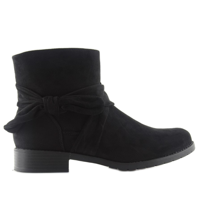 Bottines En Daim Avec Un Nœud B7713 Noir le noir