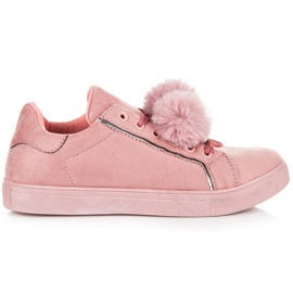 Groto Gogo Baskets en daim à pompons rose Groto Gogo Baskets en daim à pompons rose