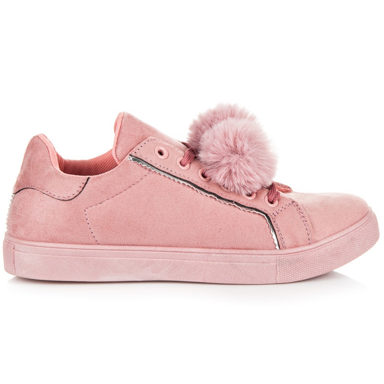 Groto Gogo Baskets en daim à pompons rose