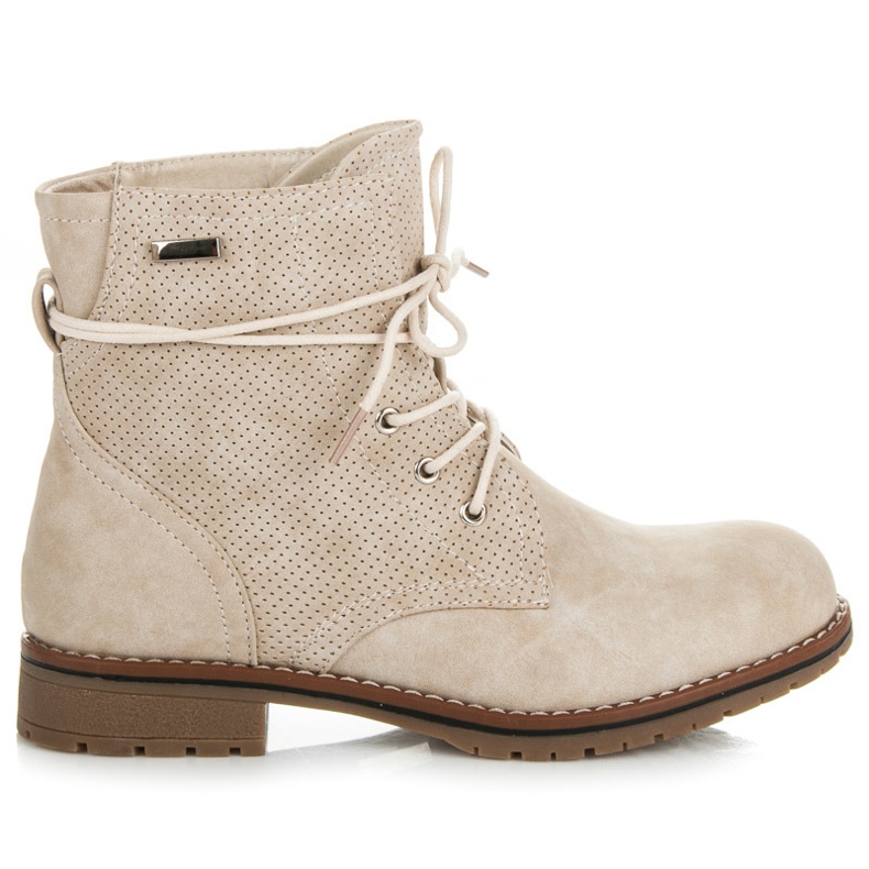 Juliet Bottines beiges à talons plats