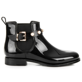 Ideal Shoes Bottes de pluie avec perles noir