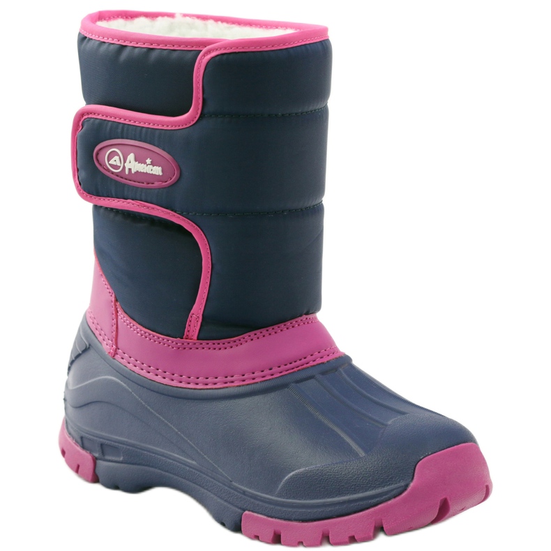 Bottes d'hiver bottes American Club super légères bleu marin rose