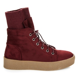 Ideal Shoes Bottes Creepers bordeaux rouge