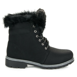 Trappeurs À Lacets Avec Fourrure noir