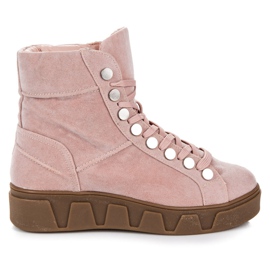 Betler Bottines à lacets sur la plateforme rose