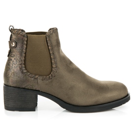 Ideal Shoes Bottines Chelsea à talons hauts vert