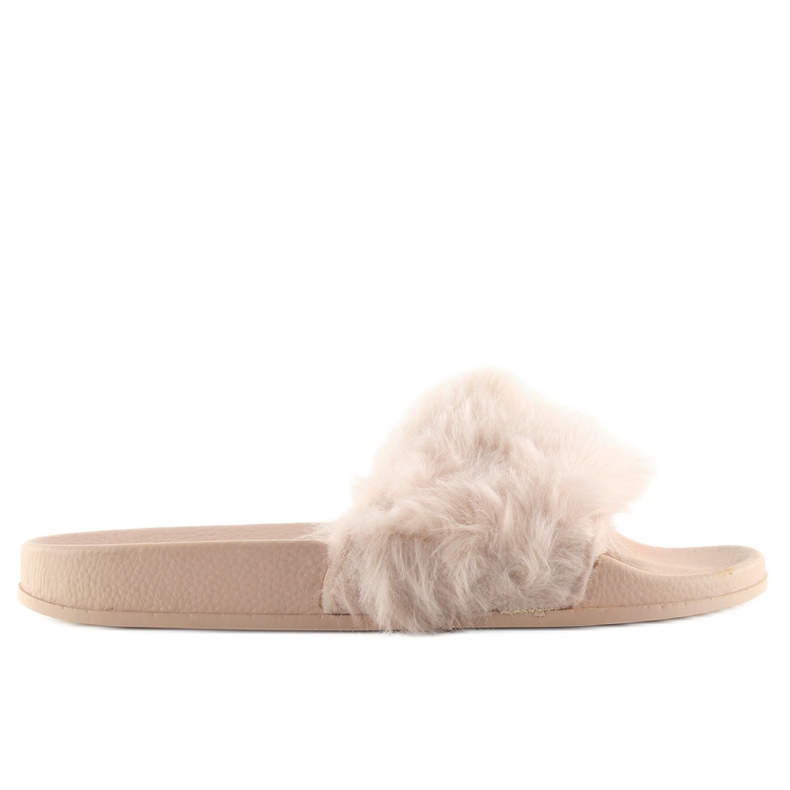 Chaussons beige 58-6 nude avec fourrure
