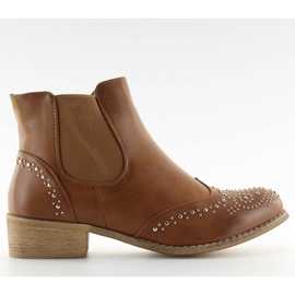 Chelsea boots marron à clous, Camel brun