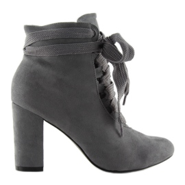 Bottes à lacets grises sur talon haut Bs083 Bottes à lacets grises sur talon haut Bs083