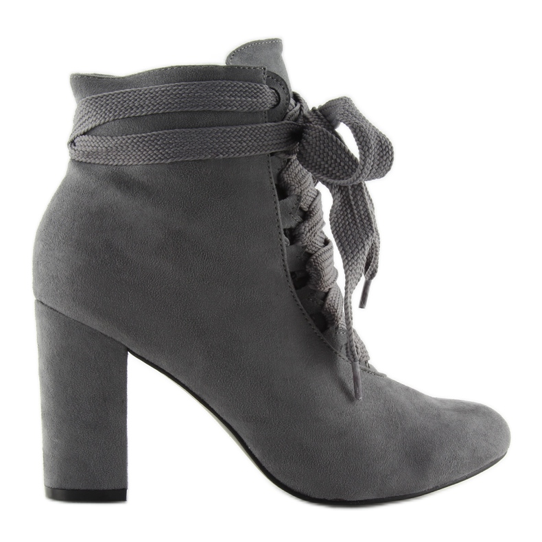 Bottes à lacets grises sur talon haut Bs083 Bottes à lacets grises sur talon haut Bs083