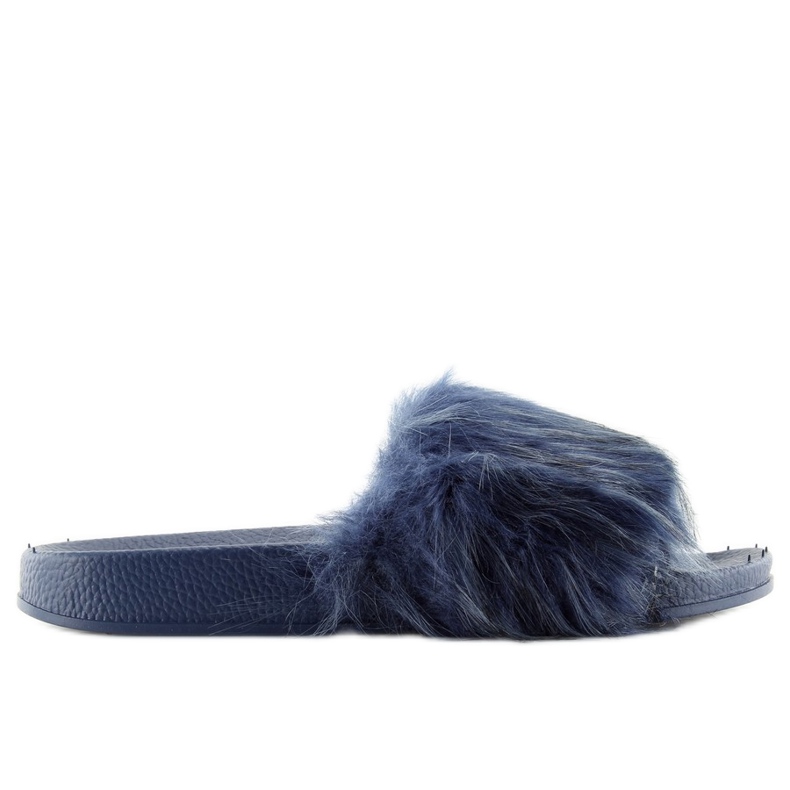 Chaussons bleu marine avec fourrure zy383-007-1 bleu
