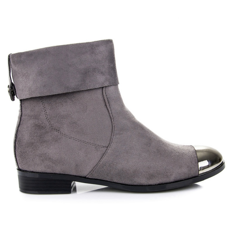 Ideal Shoes Bottines en daim avec une fermeture éclair gris