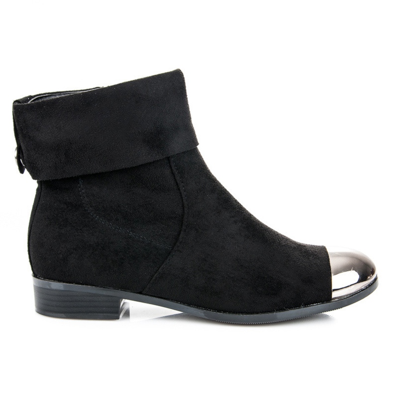 Ideal Shoes Bottines en daim avec une fermeture éclair le noir