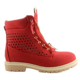 Balmans ajourés, tirette dorée, rouge R103 Rouge