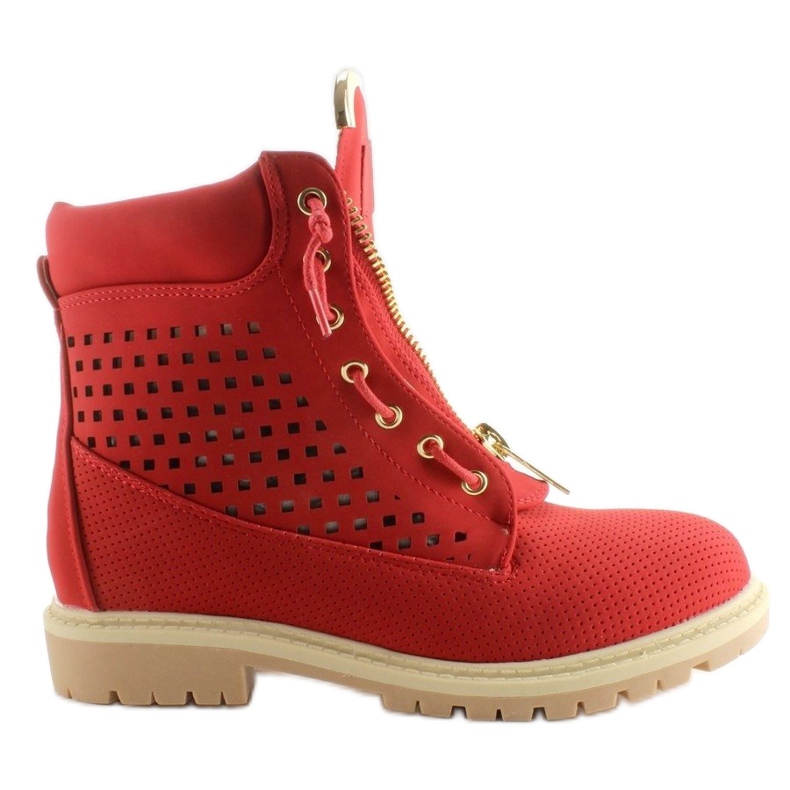 Balmans ajourés, tirette dorée, rouge R103 Rouge