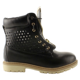 Balmans ajourés, tirette dorée, noir R103 Noir