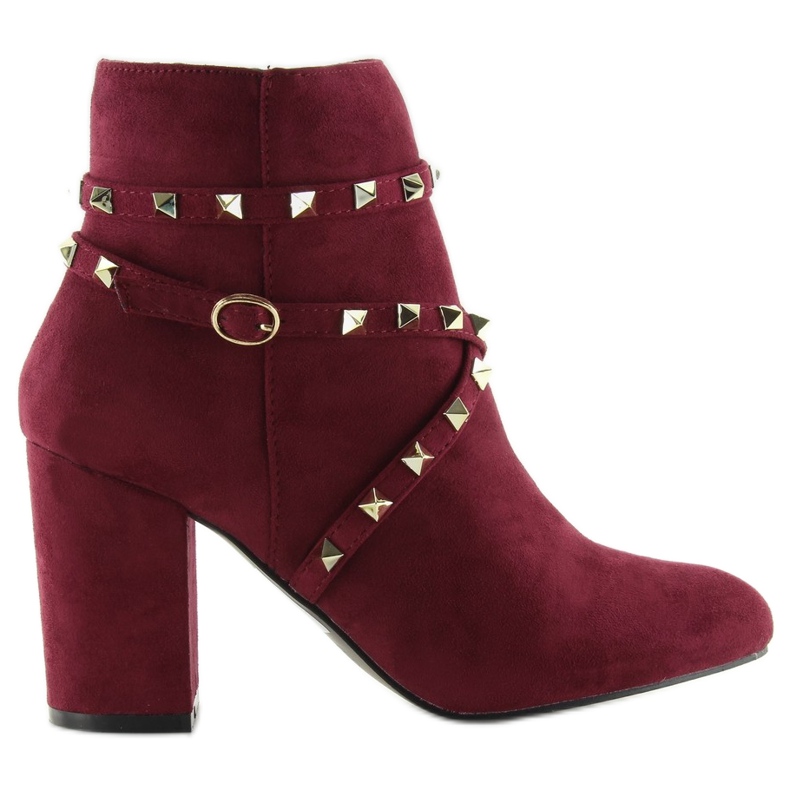 Bottes À Talons Hauts Avec Clous Bordeaux F-3627 rouge multicolore