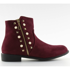 Boots à perles bordeaux 30708 rouge multicolore